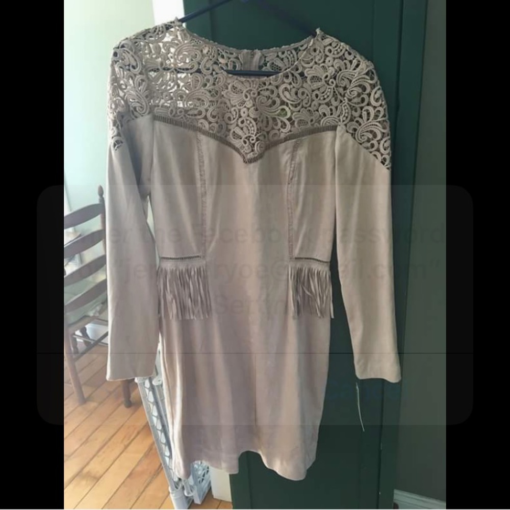 Gianni Bini Mia Faux-suede Lace Yoke Sheath - Picture 2 of 4